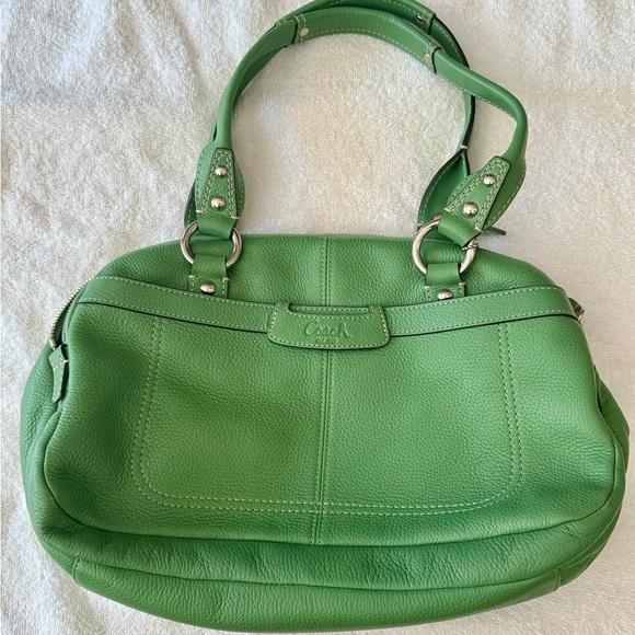 Vintage COACH Leather Green Bowler Handbag - Picture 1 of 11